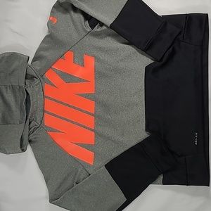 NIKE Dri-fit Pullover Hoodie Gray and Orange. Size XL